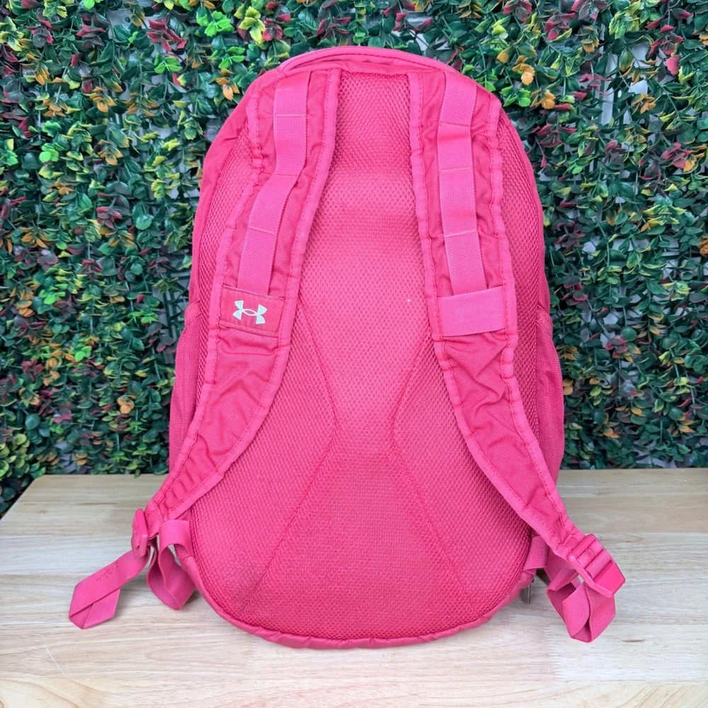 Under Armour Hustle 5.0 Backpack Red UA Storm Water Resistant Laptop Bag